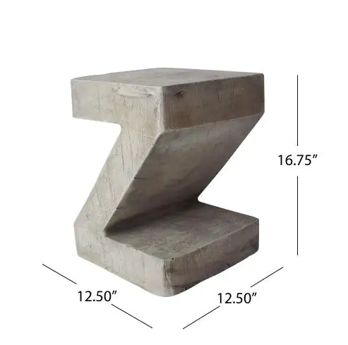 Light Gray Concrete Side Table, Modern Minimalist Accent Table