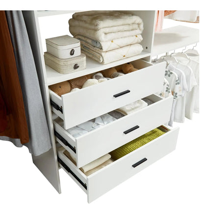 Contemporary Wardrobe, White Clothes Organizer with Shelves