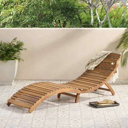 Wooden Chaise Lounge Chair, Outdoor Reclining Patio Lounger
