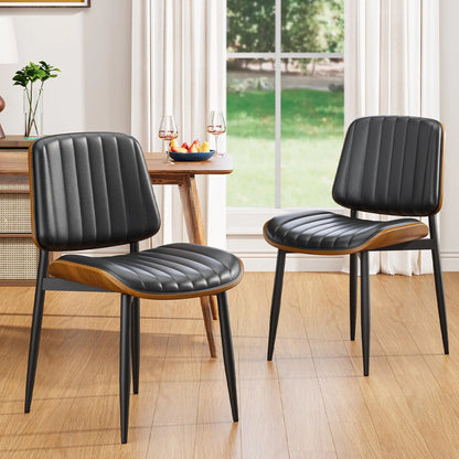 19" Set of 2 Mid Century Dining Chairs, Black Modern Dining Chairs