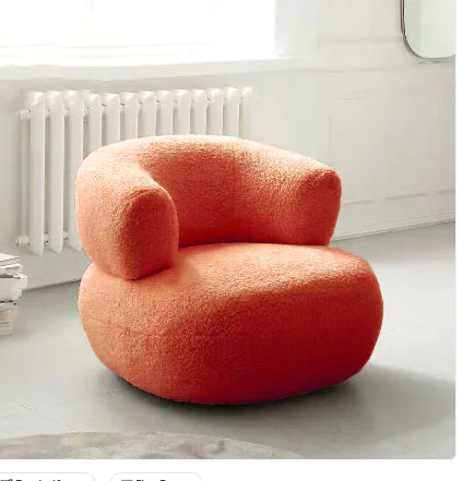 Modern Upholstered Accent Chair, White Lambswool Single Sofa Chair