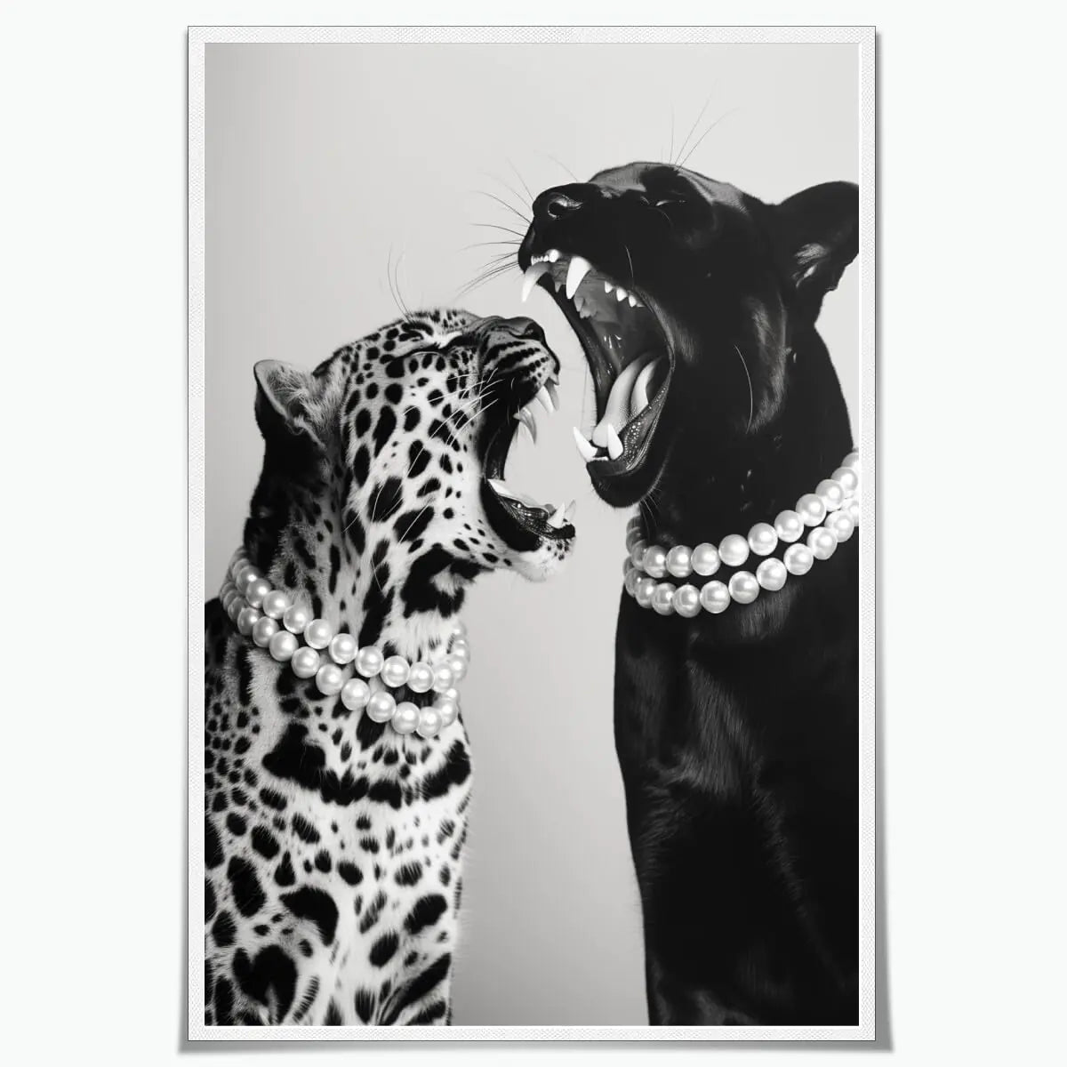 Vintage Panther Black and White Wall Poster