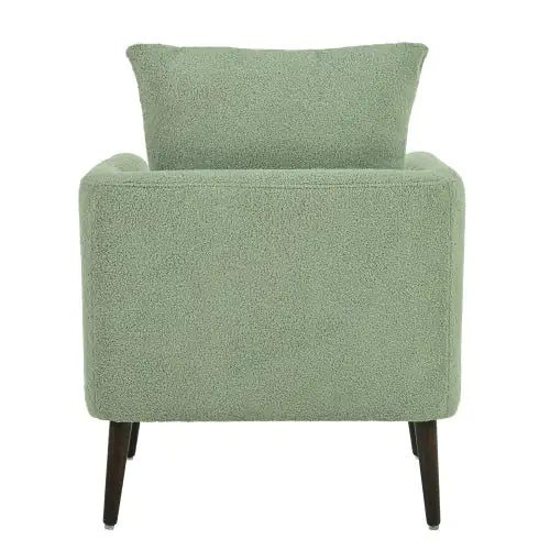 Green Teddy Fabric Armchair, Modern Accent Chair with Lumbar Pillow