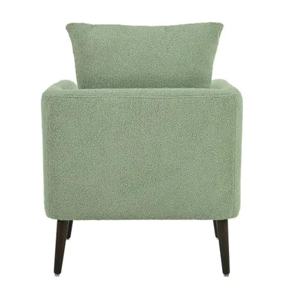 Green Teddy Fabric Armchair, Modern Accent Chair with Lumbar Pillow