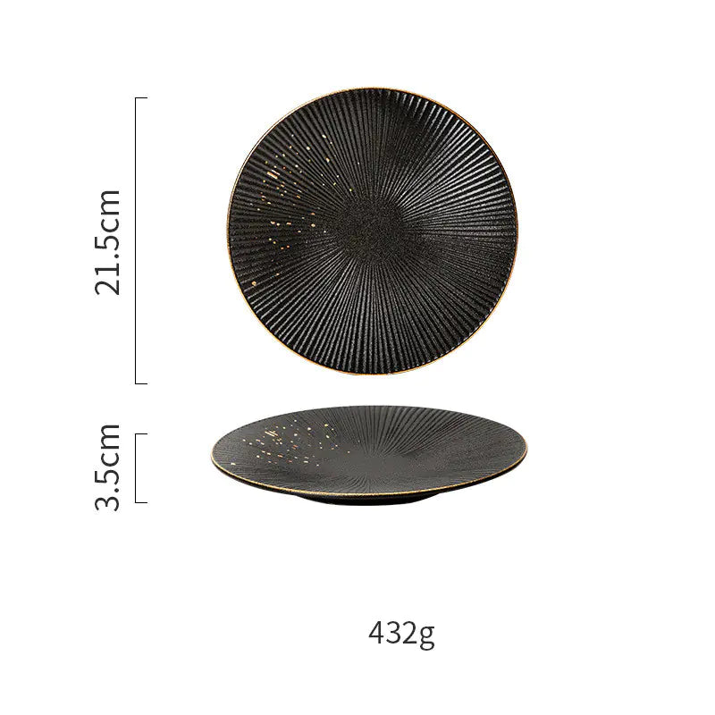 Nordic Black and Gold Trim Porcelain Dinnerware