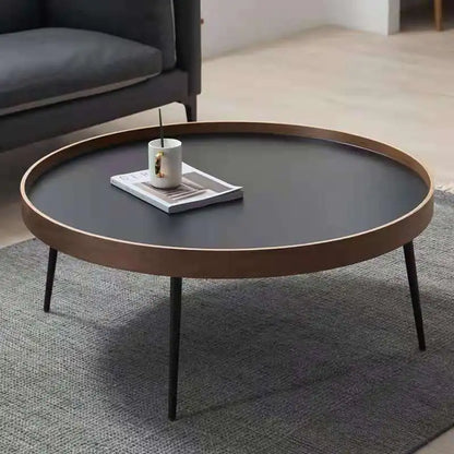 Set of 2 Modern Coffee Tables, Black Minimalist Round Coffee Tables