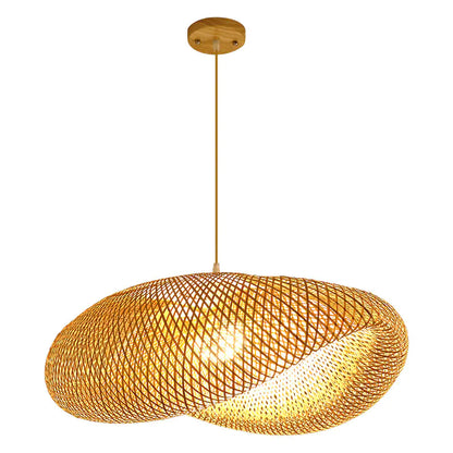 Modern Bamboo Woven Waterproof Pendant Light