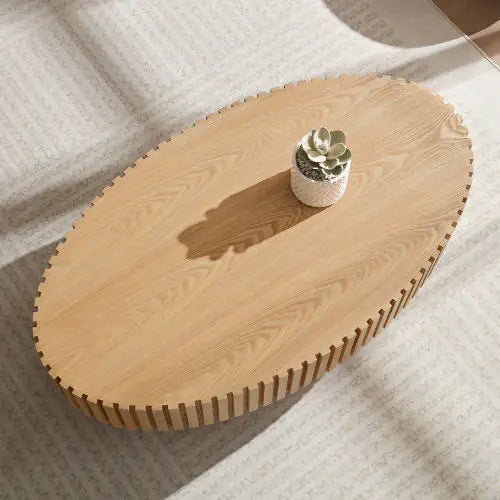 Modern Handmade Drum Coffee Table Oval Ash