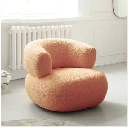 Modern Upholstered Accent Chair, White Lambswool Single Sofa Chair