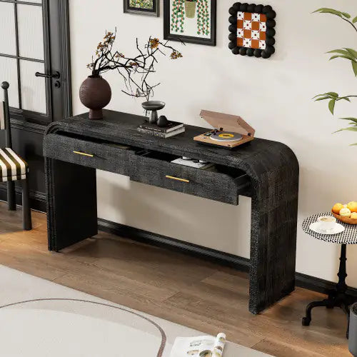 Retro Silhouette Console Table – Antique Black