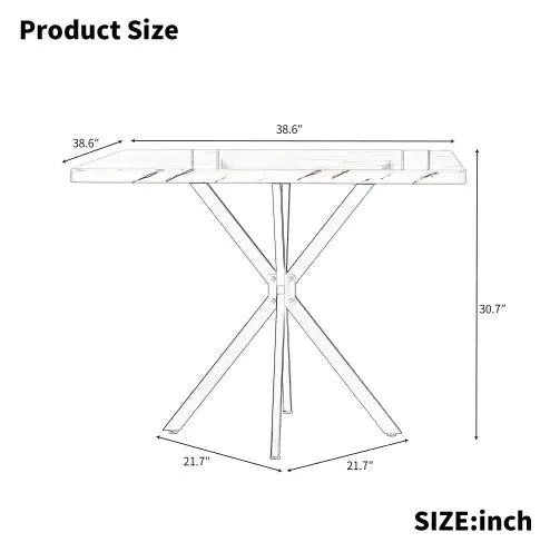 Mid-Century Square Dining Table with Metal Legs