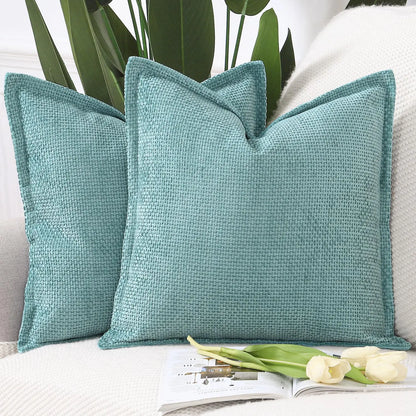 Set of 2 Chenille Velvet Throw Pillow Covers