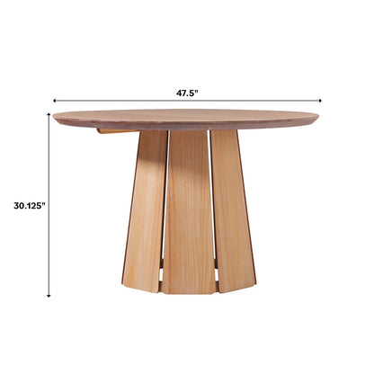 Modern Pedestal Dining Table, Brown Round Solid Wood Dining Table