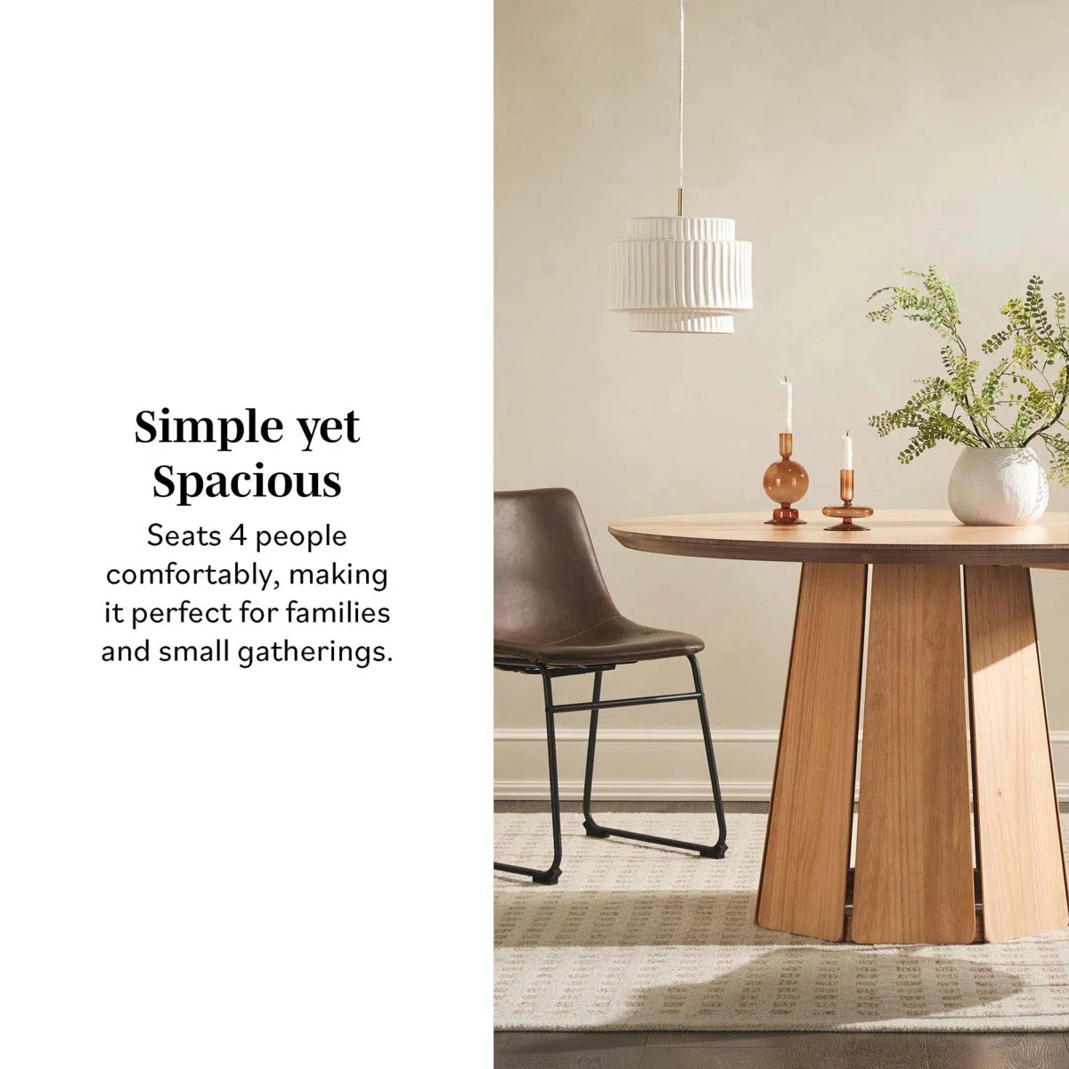 Modern Round Solid Wood Pedestal Dining Table