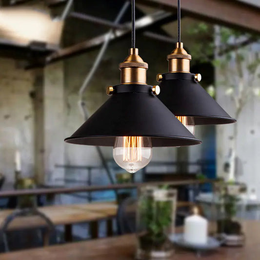 Vintage Industrial Pendant Light with Iron Shade