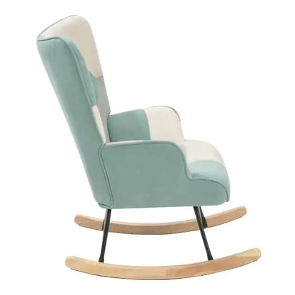 Patchwork Chair - Rocking Chair for Baby Nursery with Wood Legs