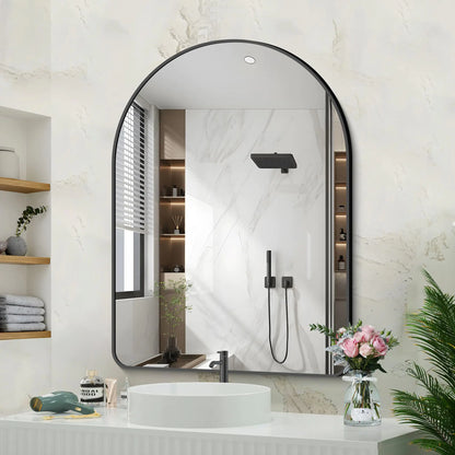 30”x40” Arched Mirror - Bathroom Wall Mirror with Black Frame
