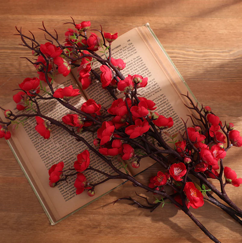 Silk Plum Blossom Branches – Artificial Floral Stems Decor