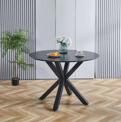 42" Modern Round Dining Table, Black Pedestal Dining Table