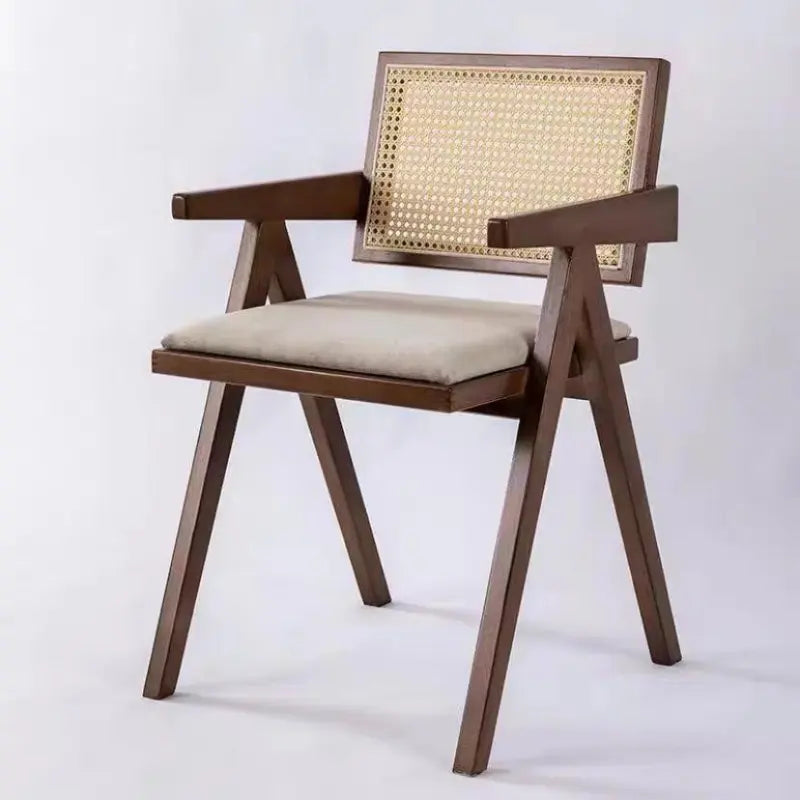 Modern Handwoven Rattan Chair, Solid Wood Chair, Japandi Decor
