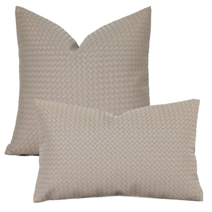 Woven Textured PU Leather Decorative Pillow Cover