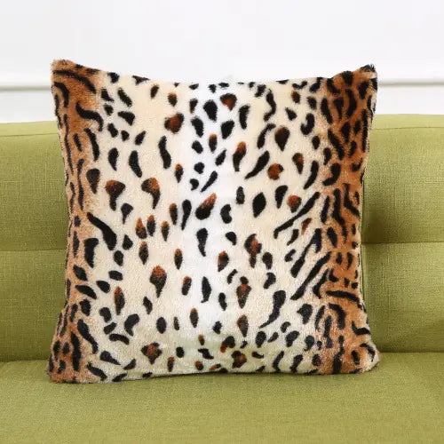 Leopard Print Faux Fur Throw Pillow Cover