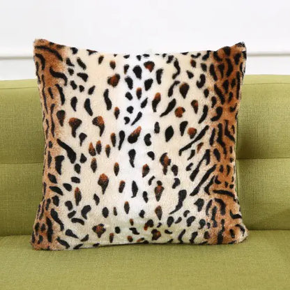 Leopard Print Faux Fur Throw Pillow Cover