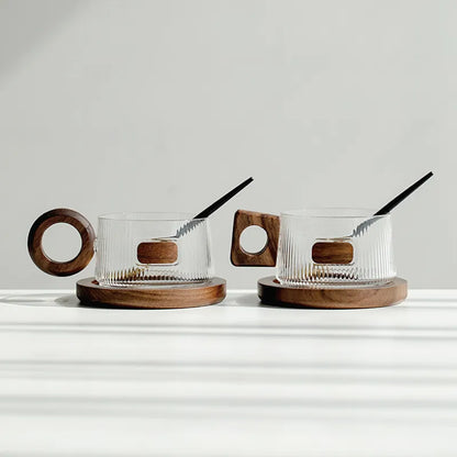 Glass Coffee Cup, Heat-Resistant Borosilicate Mug with Coaster