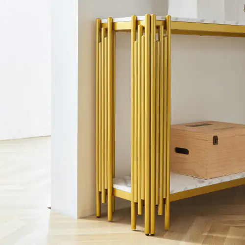 2 Tier Modern Rectangular Marble Coffee Table