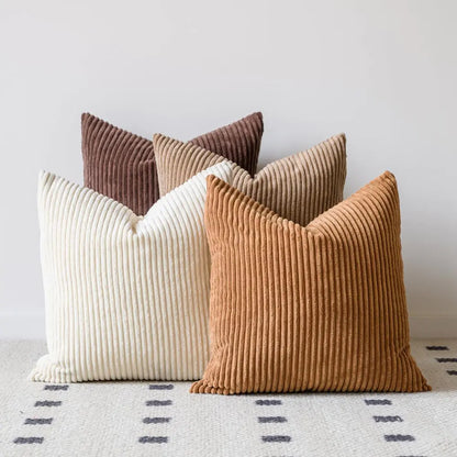 4 Neutral Brown 18x18" Corduroy Pillow Covers