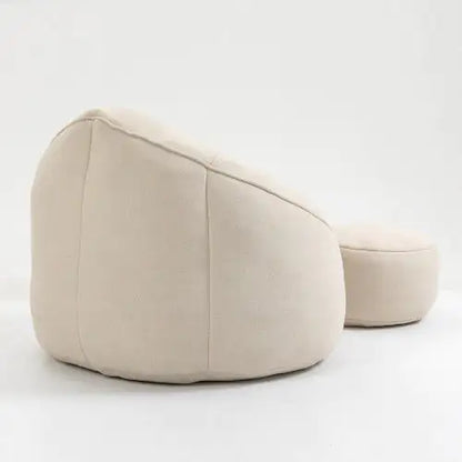 Beige Bean Bag Chair, Modern Single Sofa Chair with Footrest
