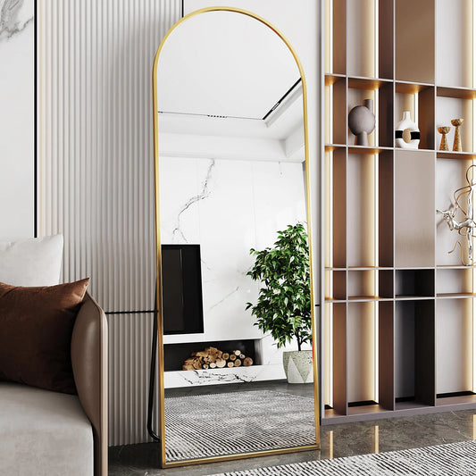 Gold Arched Full Length Standing Mirror 71”x26”