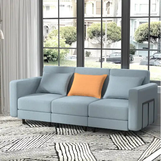 Modular Combination Sofa – Light Grey Linen