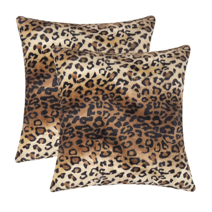 Leopard Faux Fur 20x20 Pillow Covers Set