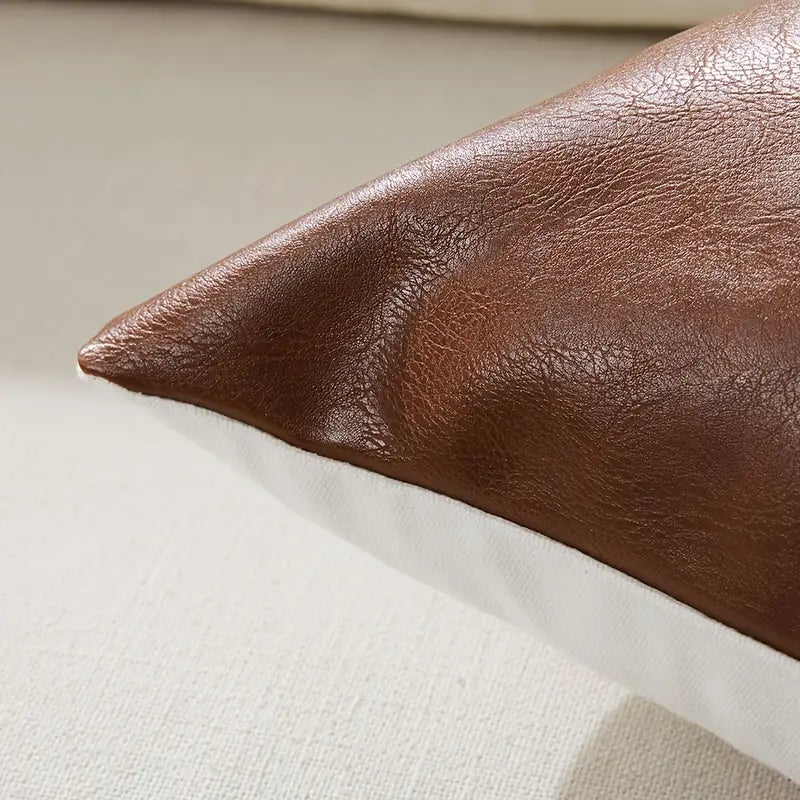 Premium Faux Leather Boho Pillow Cover 18x18