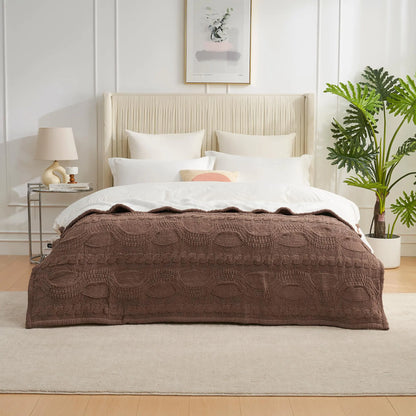 Brown Cable Knit Chenille Sherpa Throw 60x80"