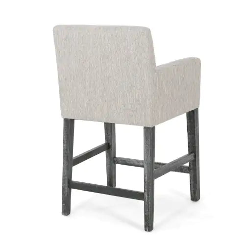 Set of 2 Upholstered Counter Stools, Fabric Bar Chairs with Armrests