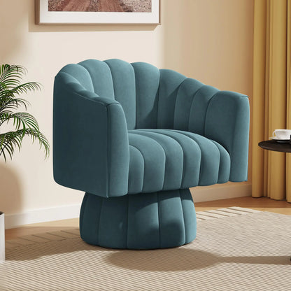 Upholstered Swivel Chair, Modern Velvet Accent Chair, Barrel Chair