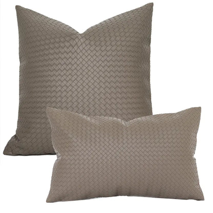 Woven Textured PU Leather Decorative Pillow Cover
