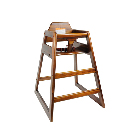 Wooden High Chair with Safety Harness – Walnut Finish