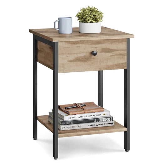 Camel Brown Nightstand with Drawer & Shelf