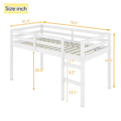 Twin Bed Frame - Loft Bed for Kids Bedroom - Kids Bed with Ladder