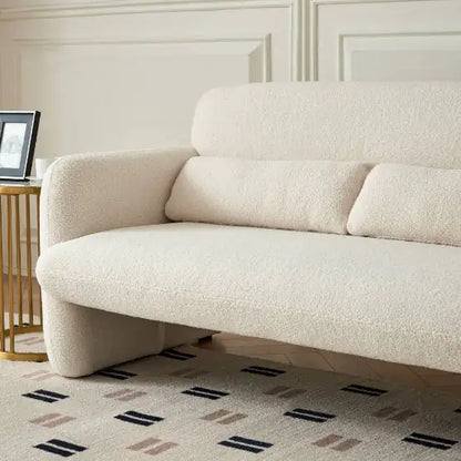 Beige Sofa - Sherpa Small Sofa with Support Pillows