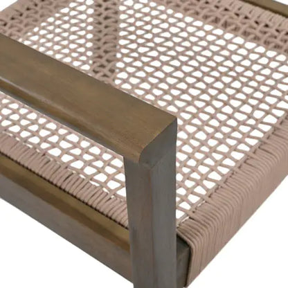 Set of 2 Woven Rope Outdoor Dining Chairs – Acacia Wood Patio Chairs