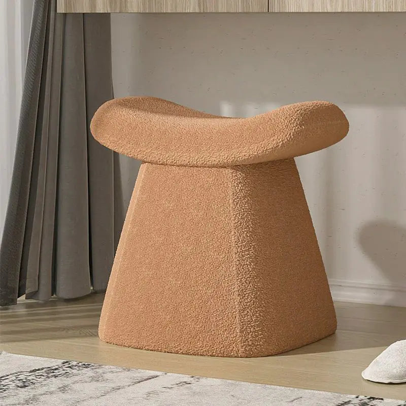 White Vanity Stool - Fluffy Lamb Wool Makeup Chair