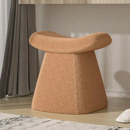 White Vanity Stool - Fluffy Lamb Wool Makeup Chair