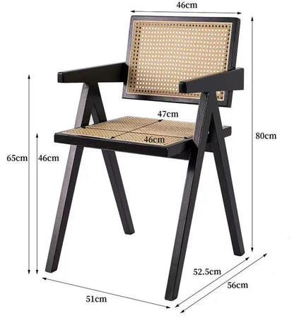 Modern Handwoven Rattan Chair, Solid Wood Chair, Japandi Decor