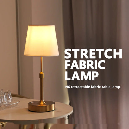 Vintage Fabric Table Lamp with Rechargeable Warm Light