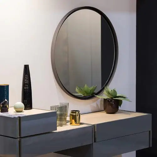Classic Black Round Bathroom Mirror 24 Inch