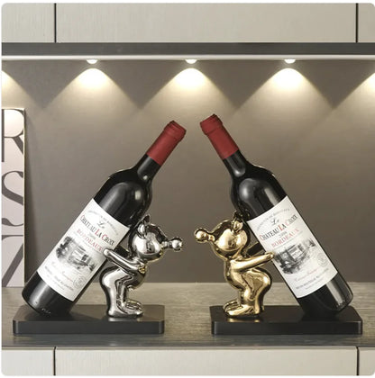 Luxury Bear Ceramic Wine Rack, Decorative Wine Holder